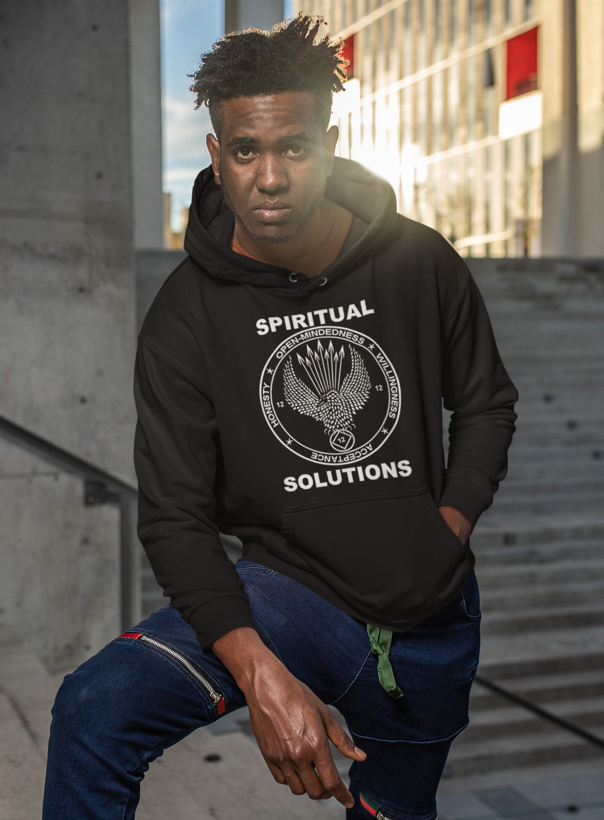 Hoodie - Spiritual Solutions - Black