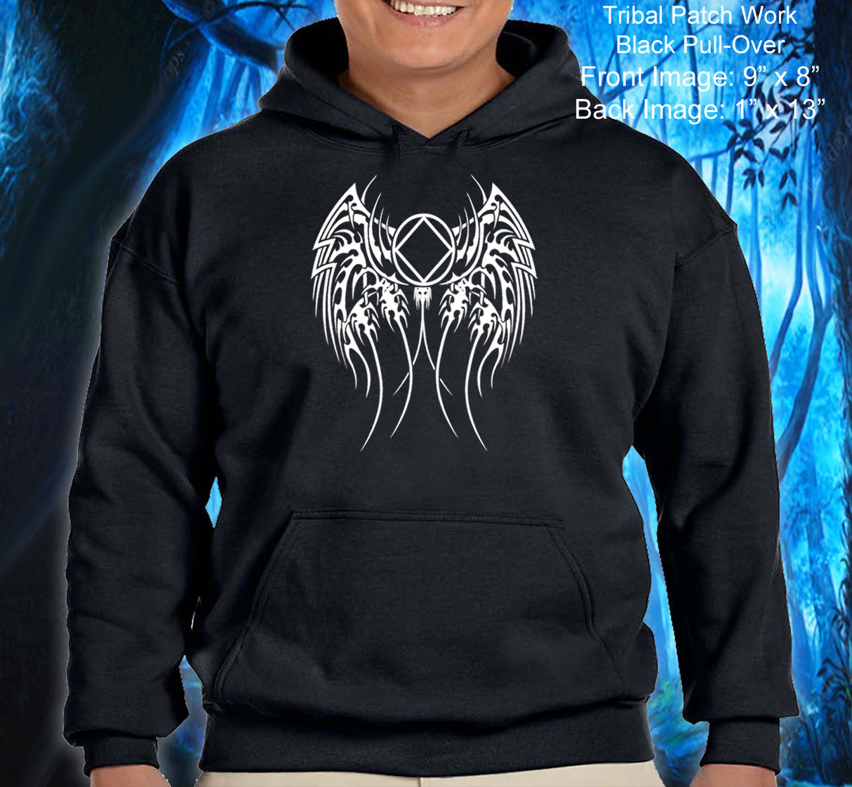 Hoodie - Tribal Patch Work - Black