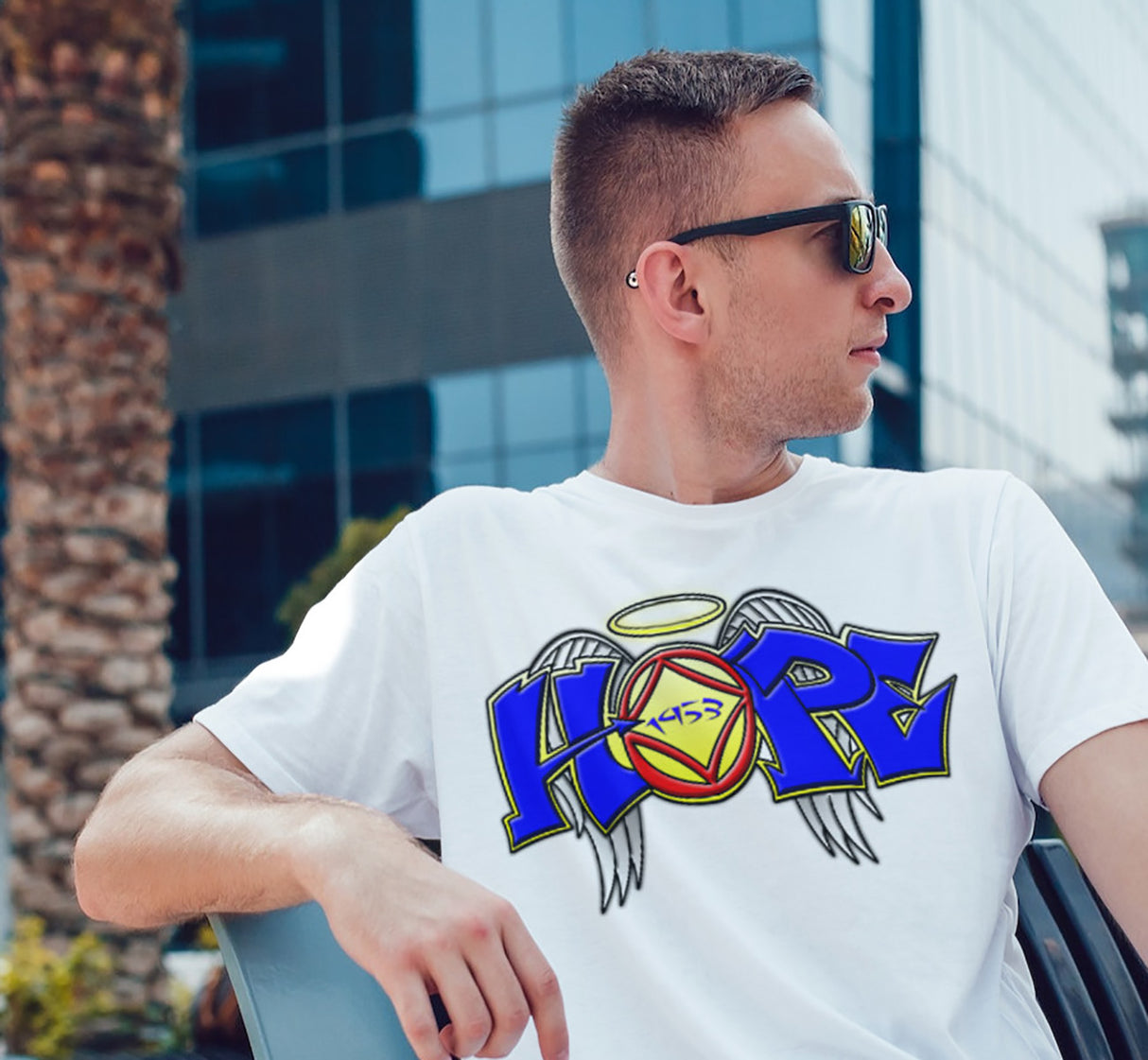 Hope Wings Graffiti Style dtg Tee