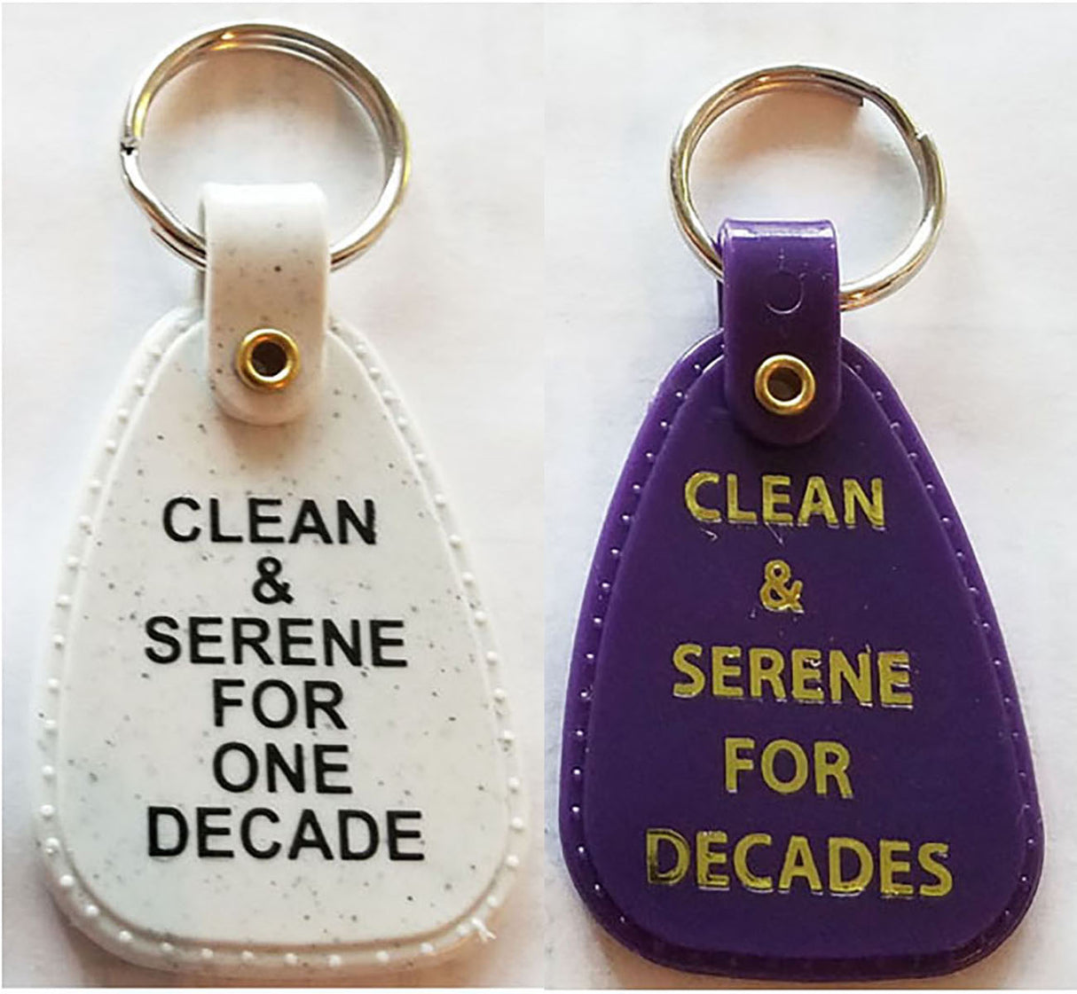 1 Purple 20yr & 1 Granite 10yr Clean Time Key Tag