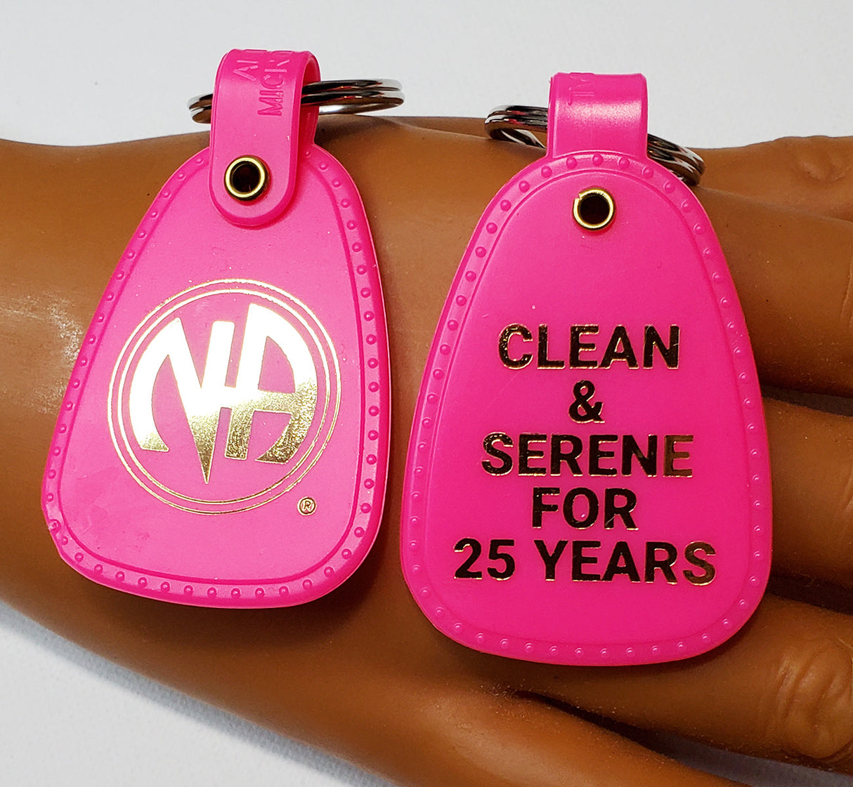 Pink 25 Year Clean Time Key Tags
