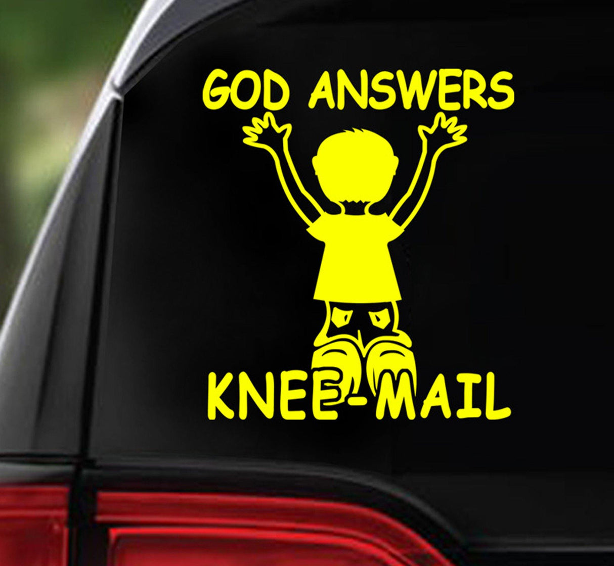 Win Decal - God Answers Knee-mail #2 kid - nawears