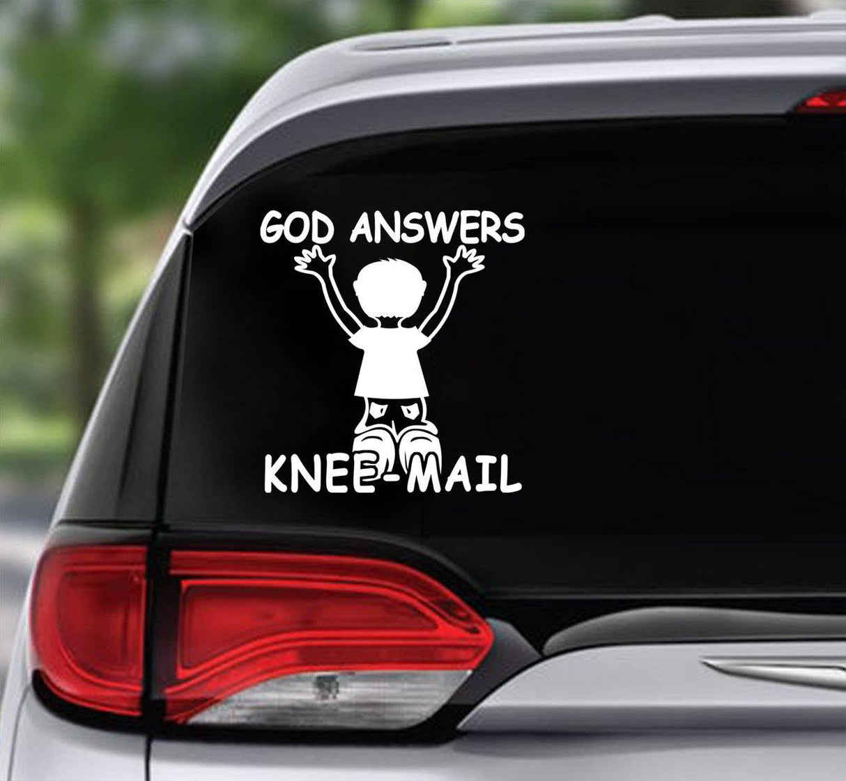 Win Decal - God Answers Knee-mail #2 kid - nawears