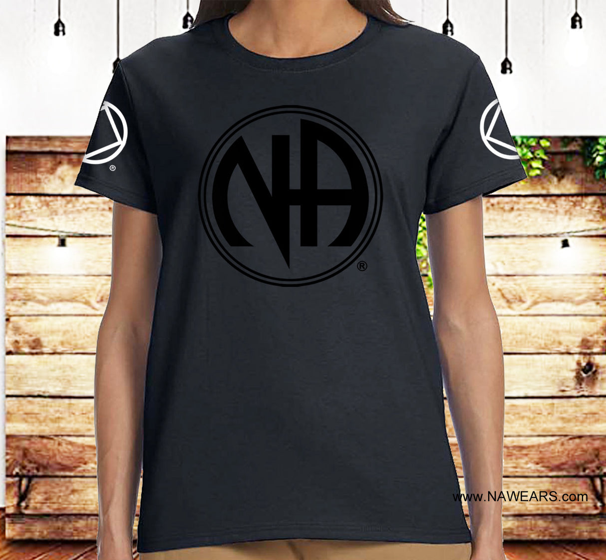 ldTs- Large Black NA Symbol Ladies T's