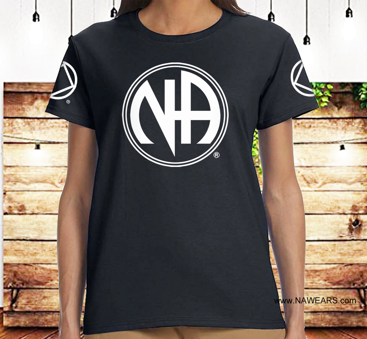 ldTs- Large White NA Symbol Ladies T's