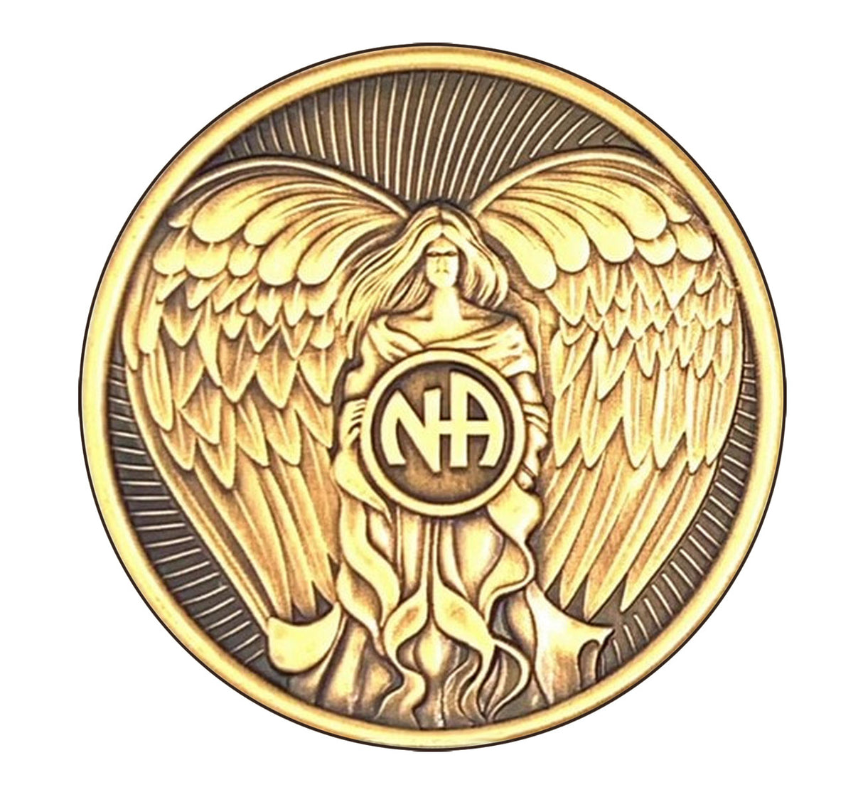 NA Angel Bronze Recovery Medallion