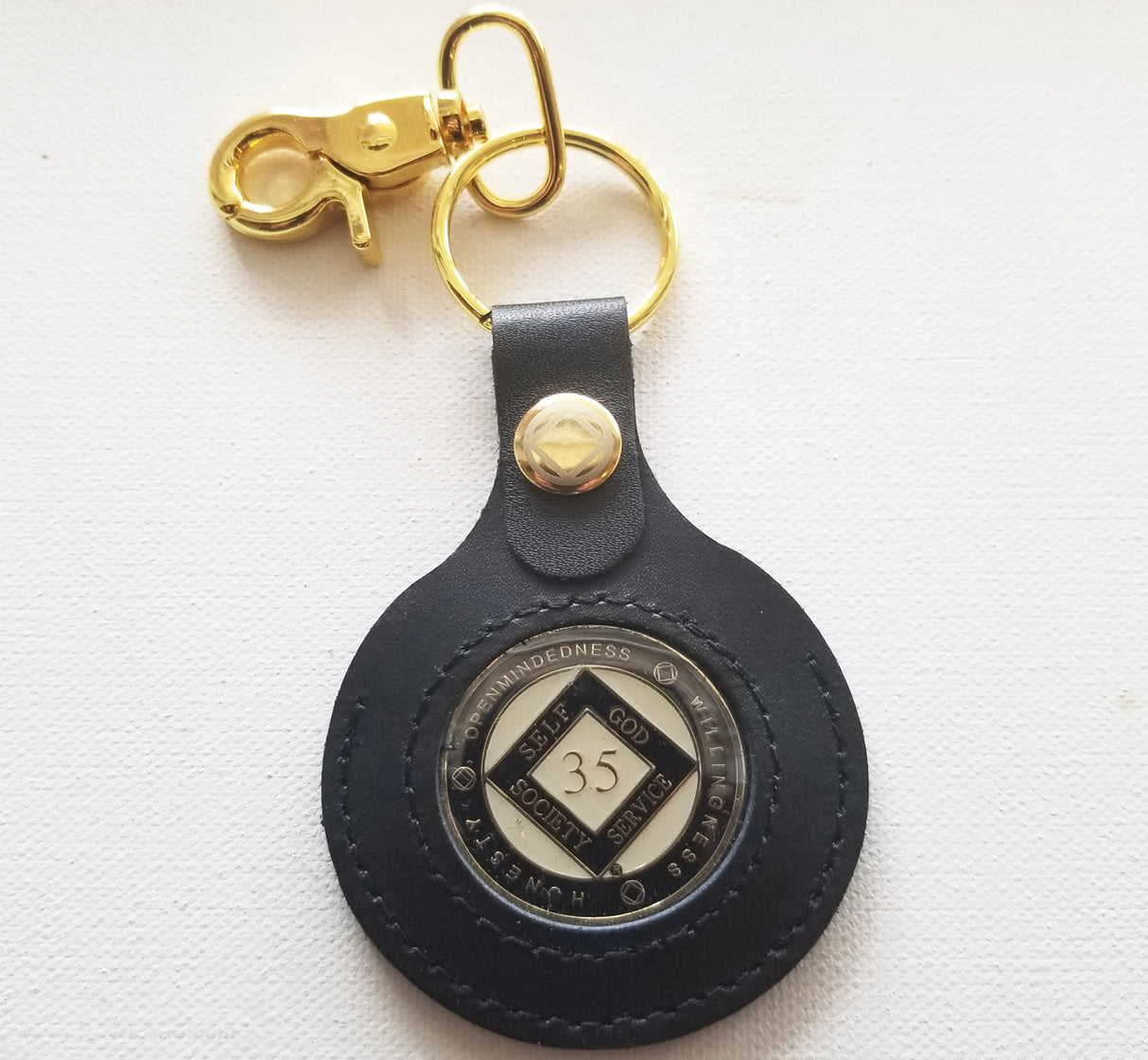 mhkt- Leather Medallion Holder Key Fob