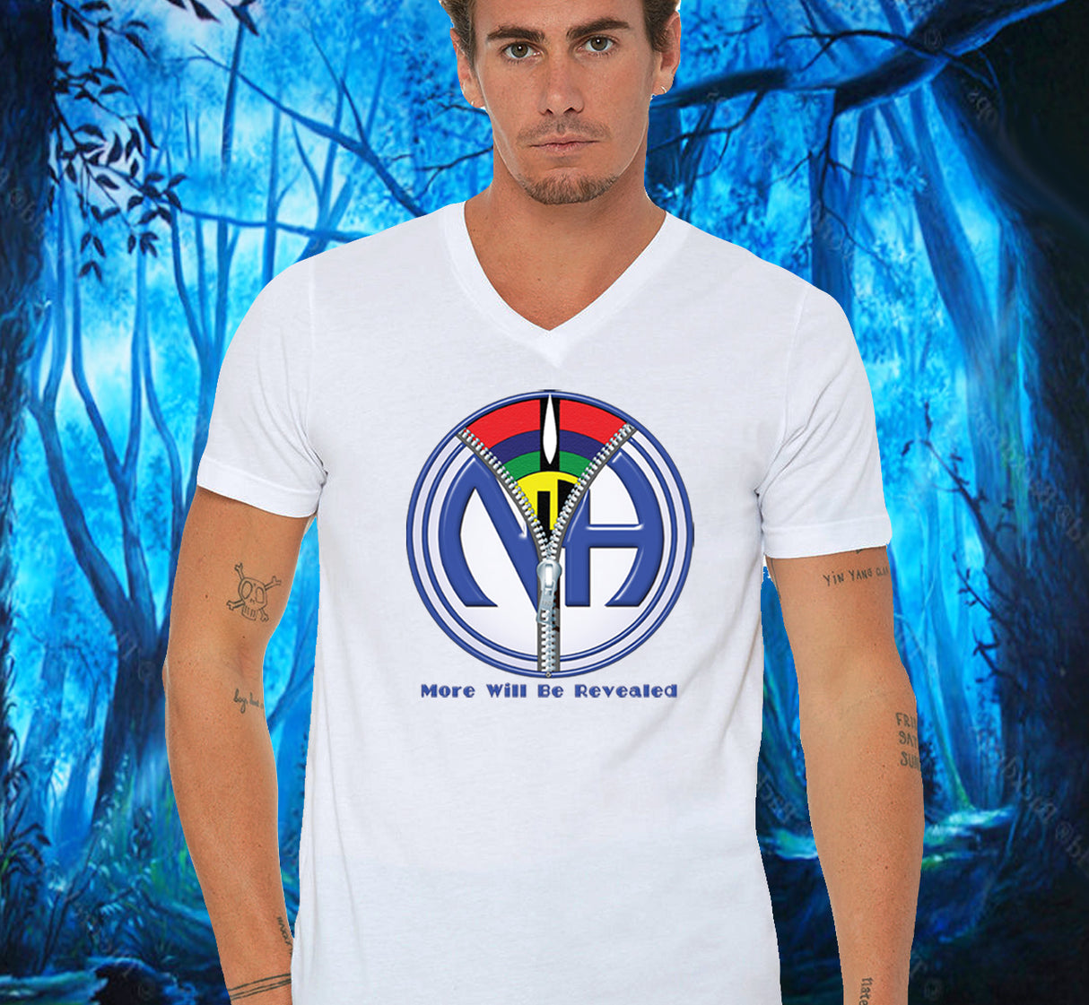 White V-neck Tee With Design Options