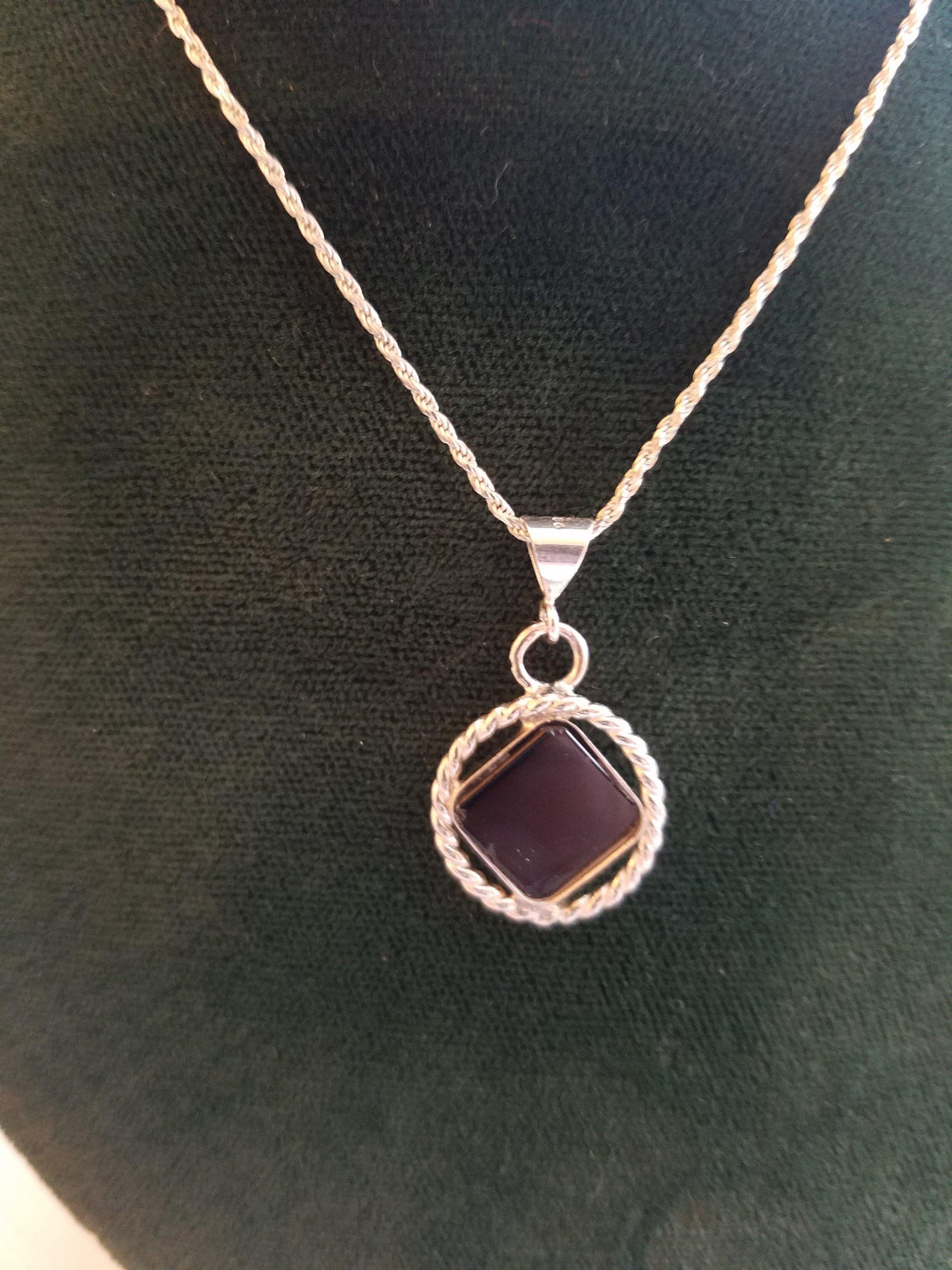 az0176-Small Silver NA Black Onyx Pendant - nawears