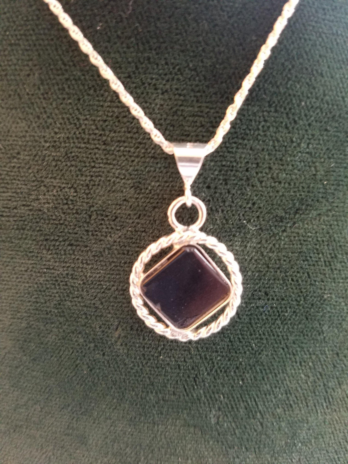 az0176-Small Silver NA Black Onyx Pendant - nawears