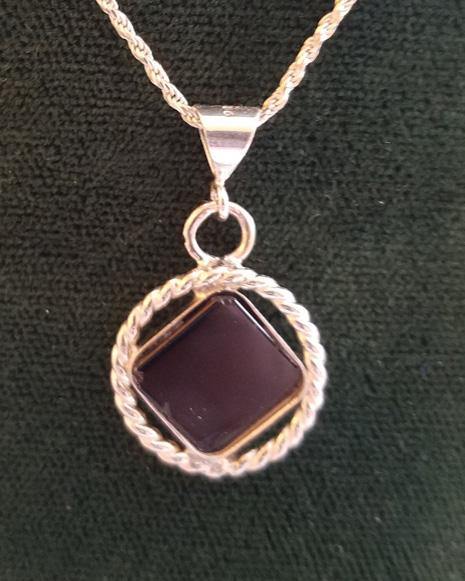 az0176-Small Silver NA Black Onyx Pendant - nawears