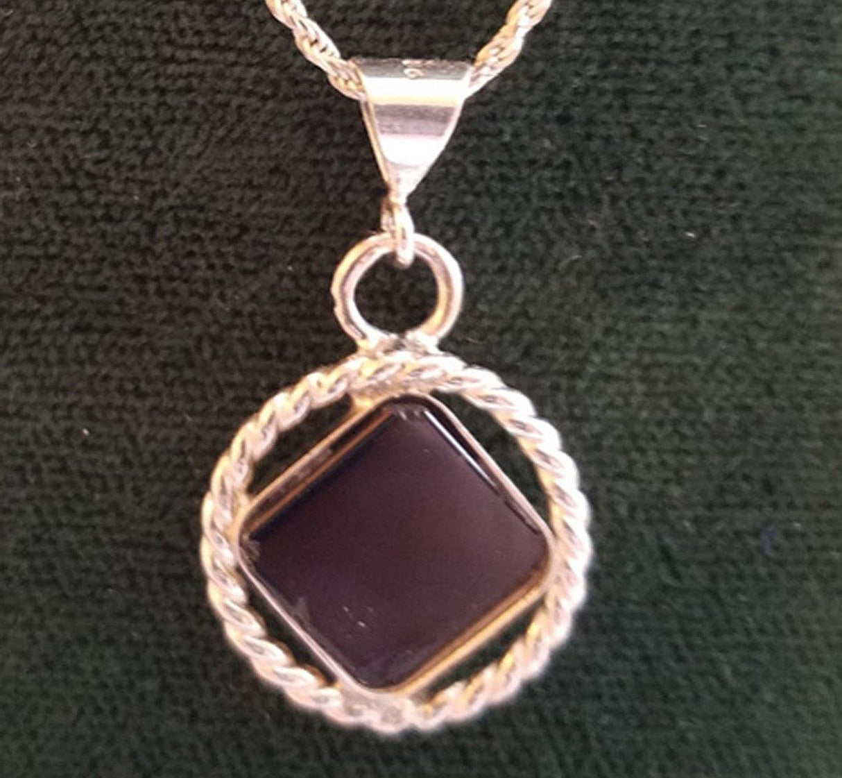 az0176-Small Silver NA Black Onyx Pendant - nawears