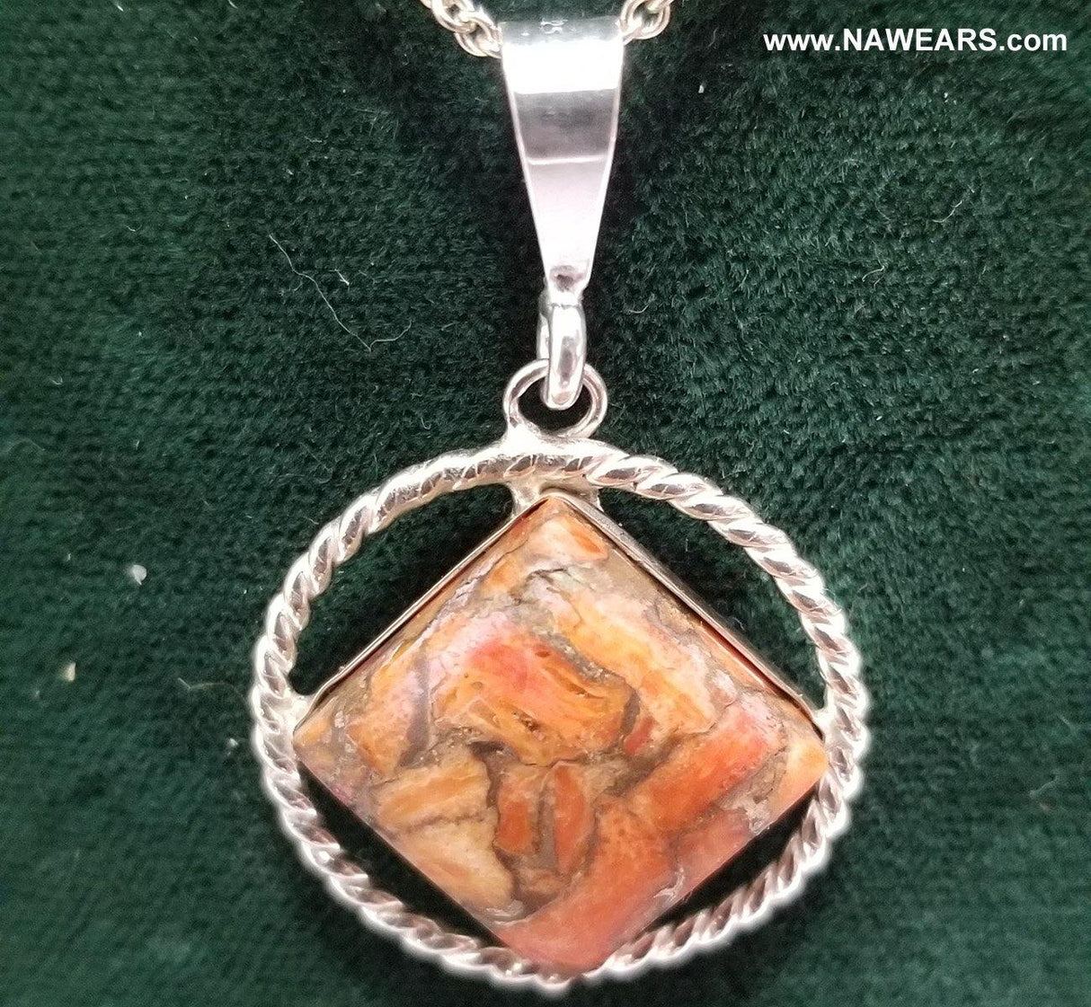 az0178- NA Twisted Silver With TYextured Gem Pend - nawears