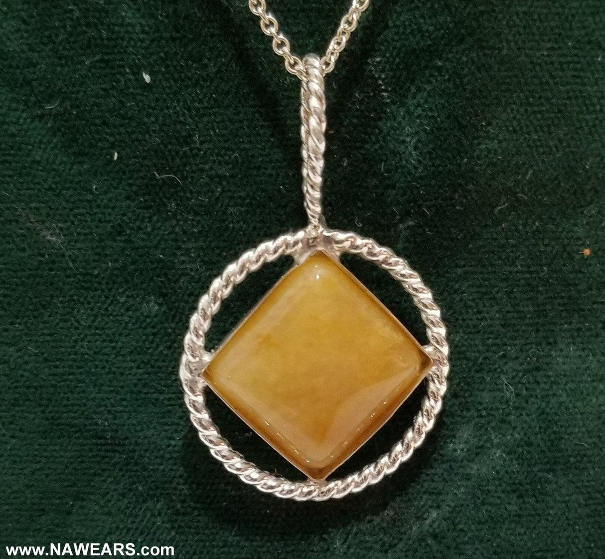 az0179- NA Twisted Silver With Gem Pendant - nawears