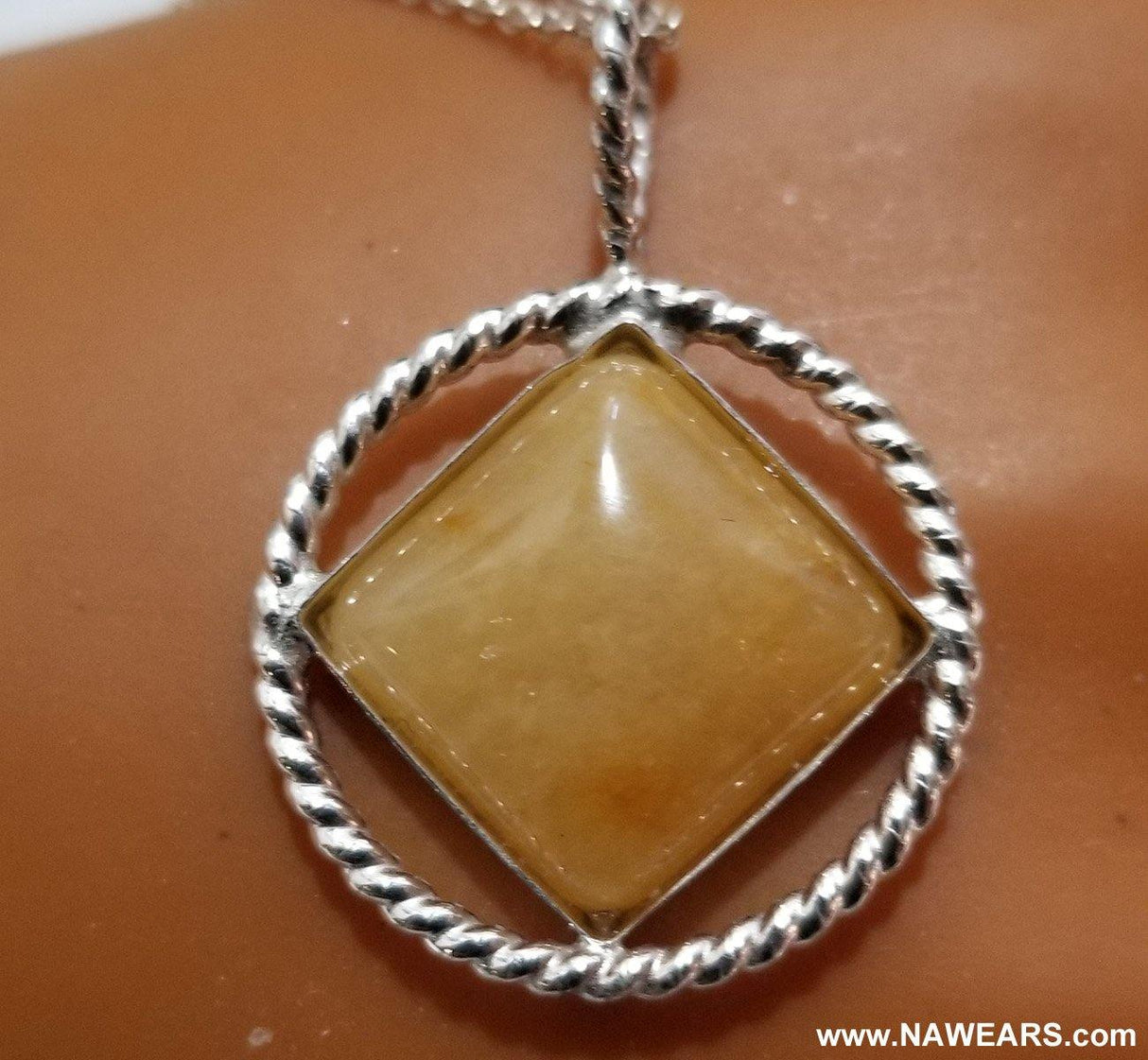 az0179- NA Twisted Silver With Gem Pendant - nawears