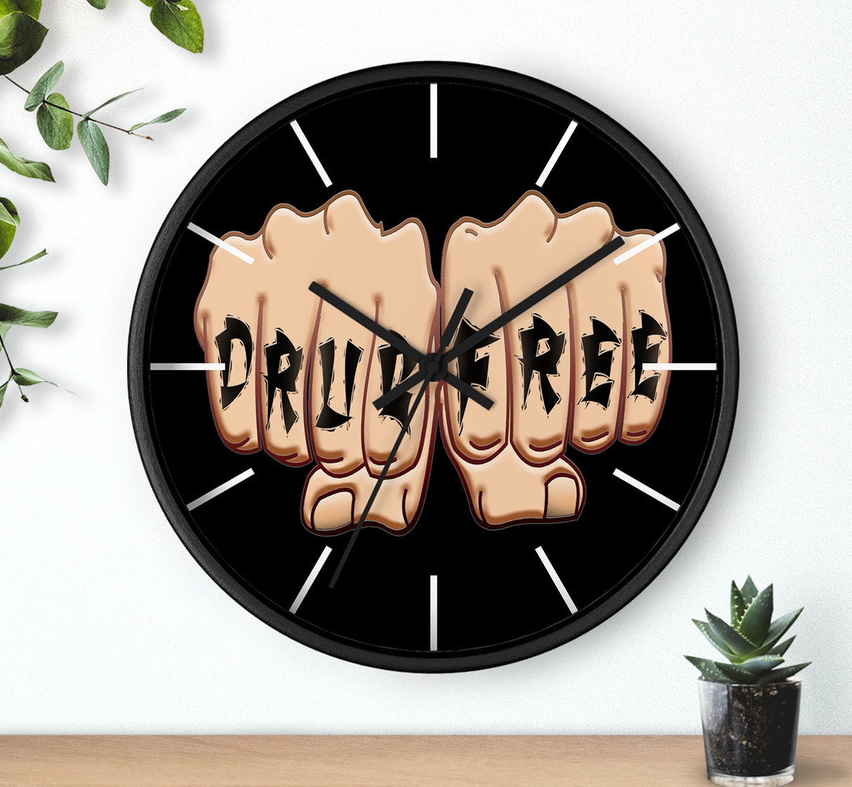 DRUG FREE FIST Wall clock