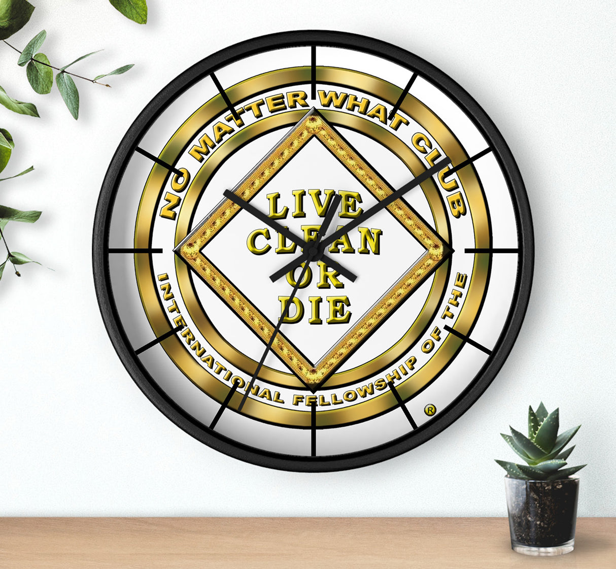 NO MATTER WHAT " GOLD" WALL CLOCK