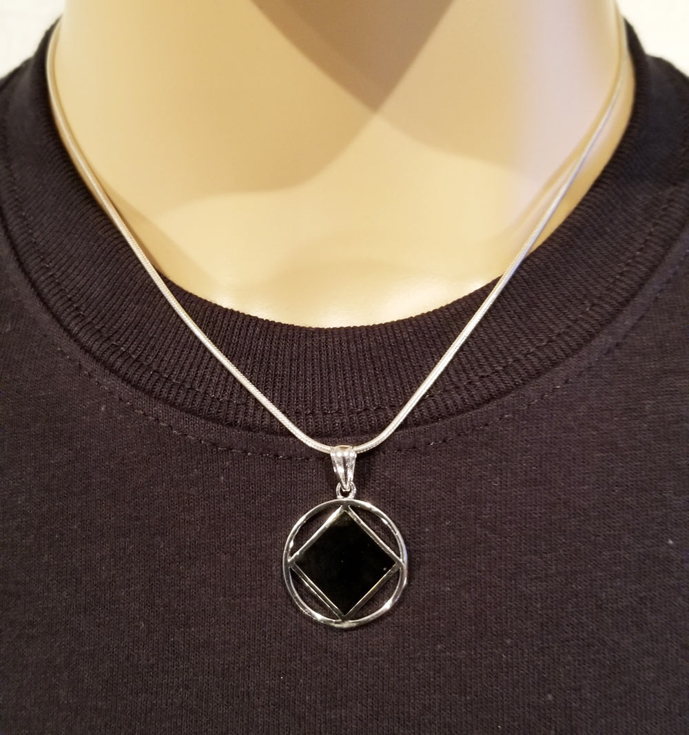 ssj005- Medium Silver & Black Pendant