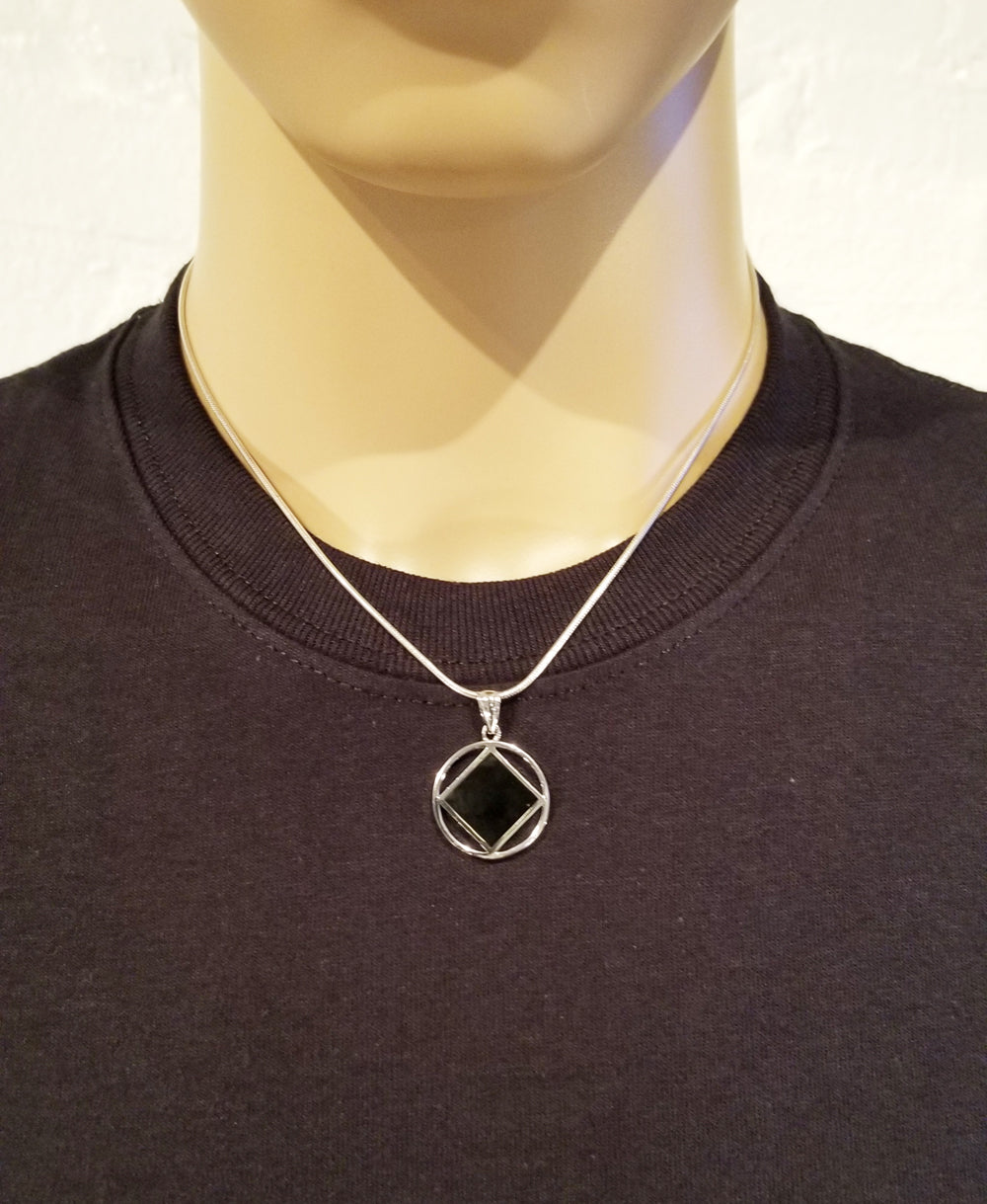 ssj005- Medium Silver & Black Pendant
