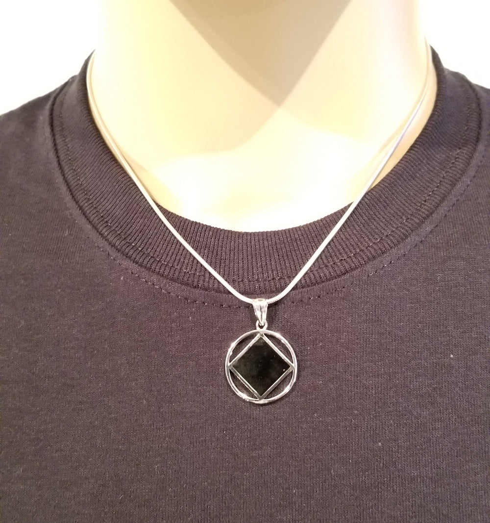 ssj005- Medium Silver & Black Pendant