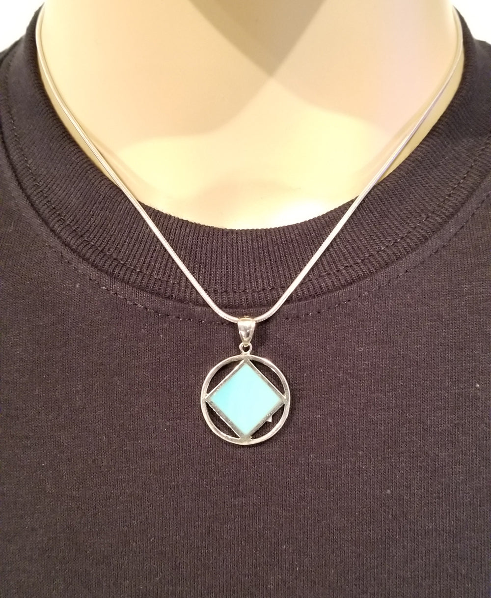 ssj006- Medium Silver & Blue Pendant