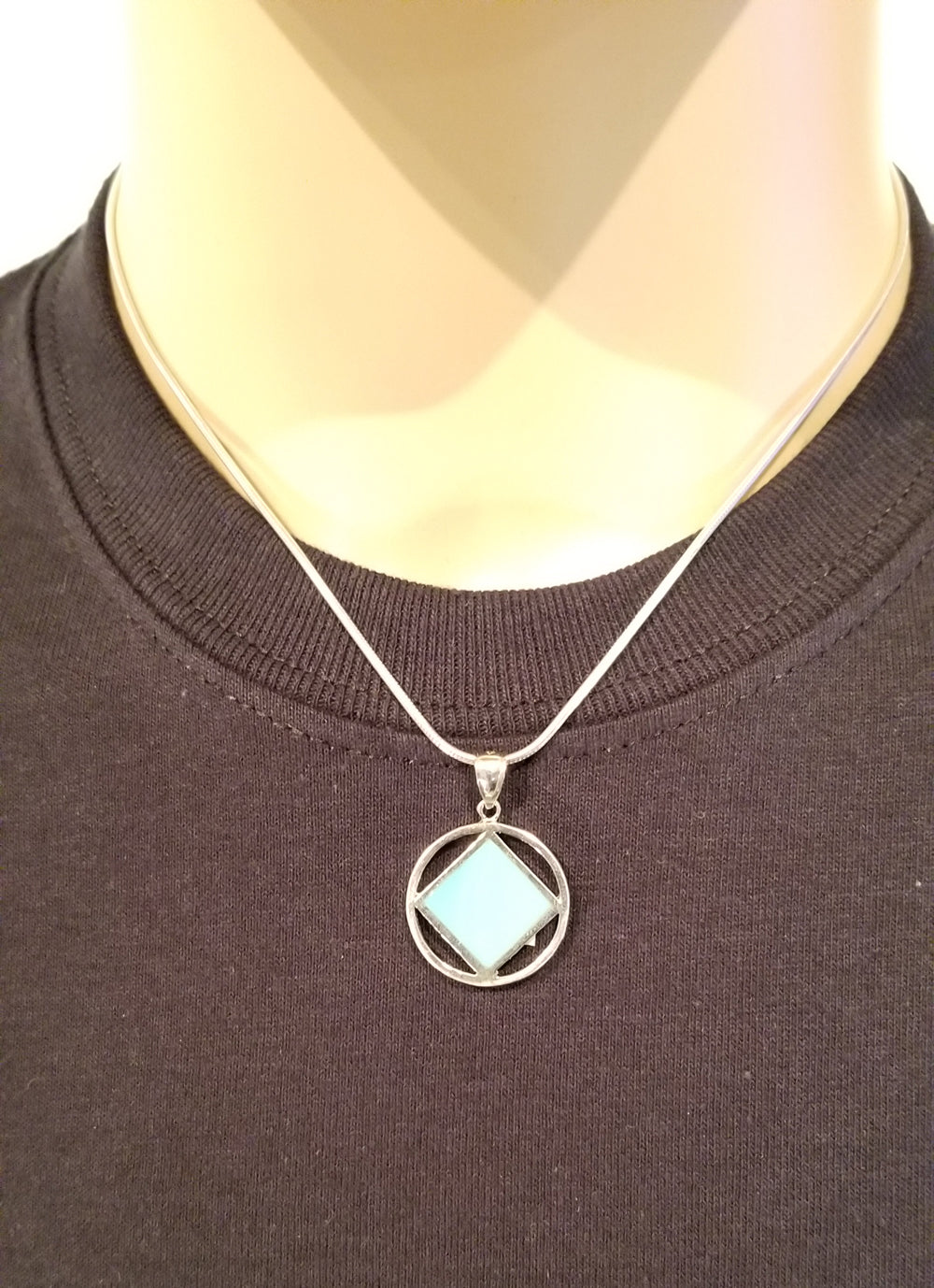 ssj006- Medium Silver & Blue Pendant