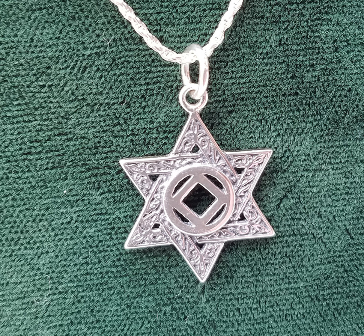 NA STAR OF DAVID WITH NA SYMBOL PENDANT