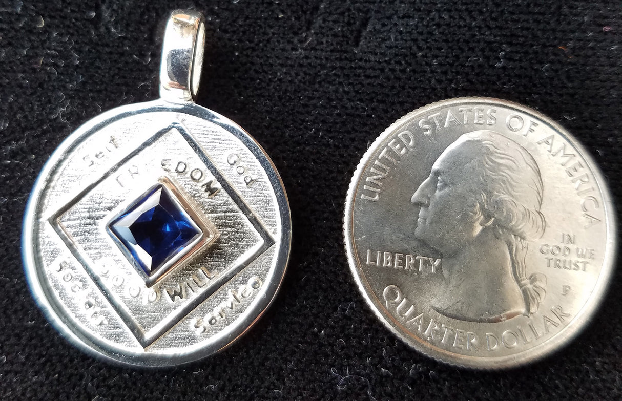 ssj010- NA Medallion w/ Blue Gem Pendant