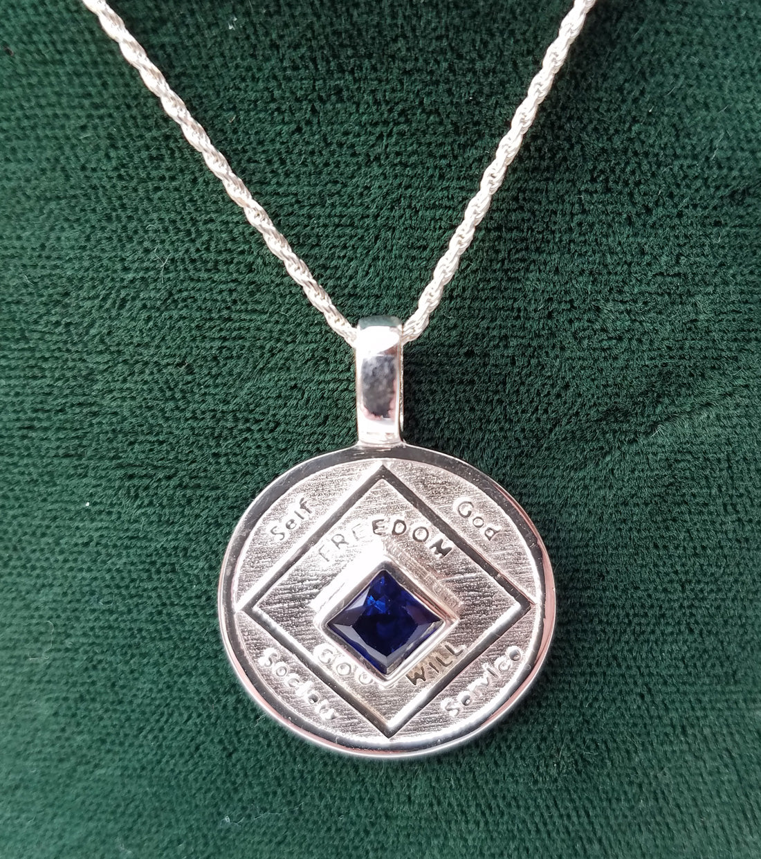 ssj010- NA Medallion w/ Blue Gem Pendant