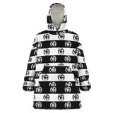 Black Striped Symbol Snug Hoodie - AOP