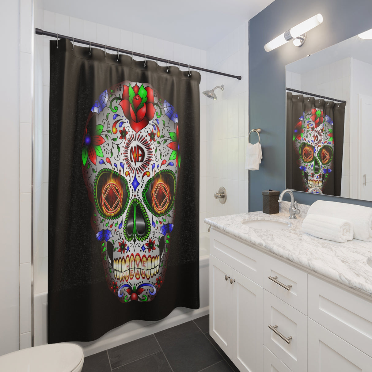 NA Sugar Skull Shower Curtains