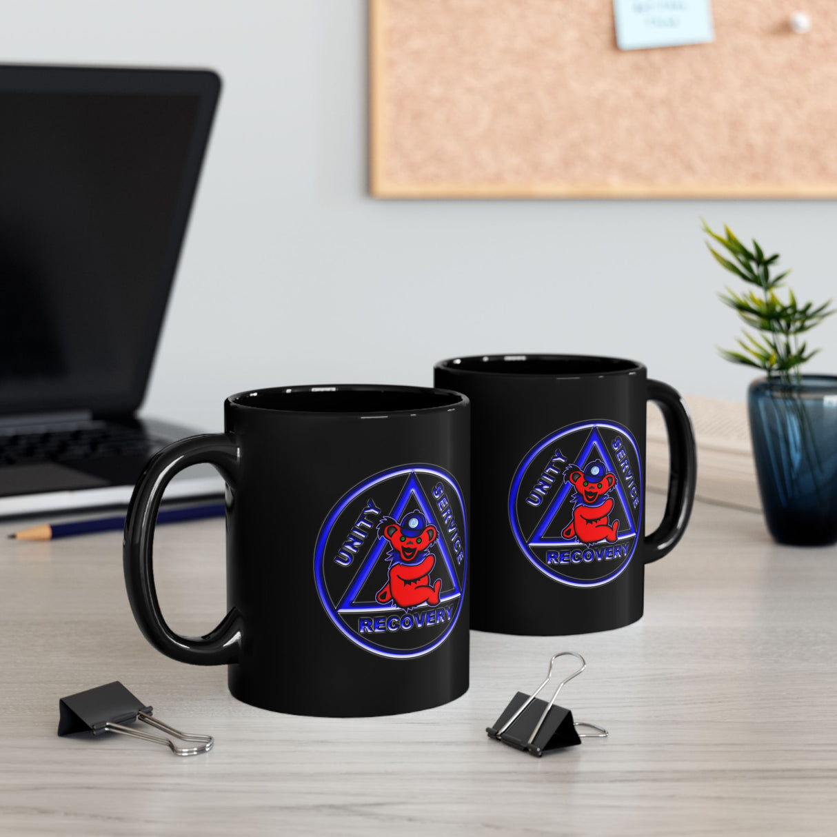 AA Teddy On AA Symbol 11oz Black Mug