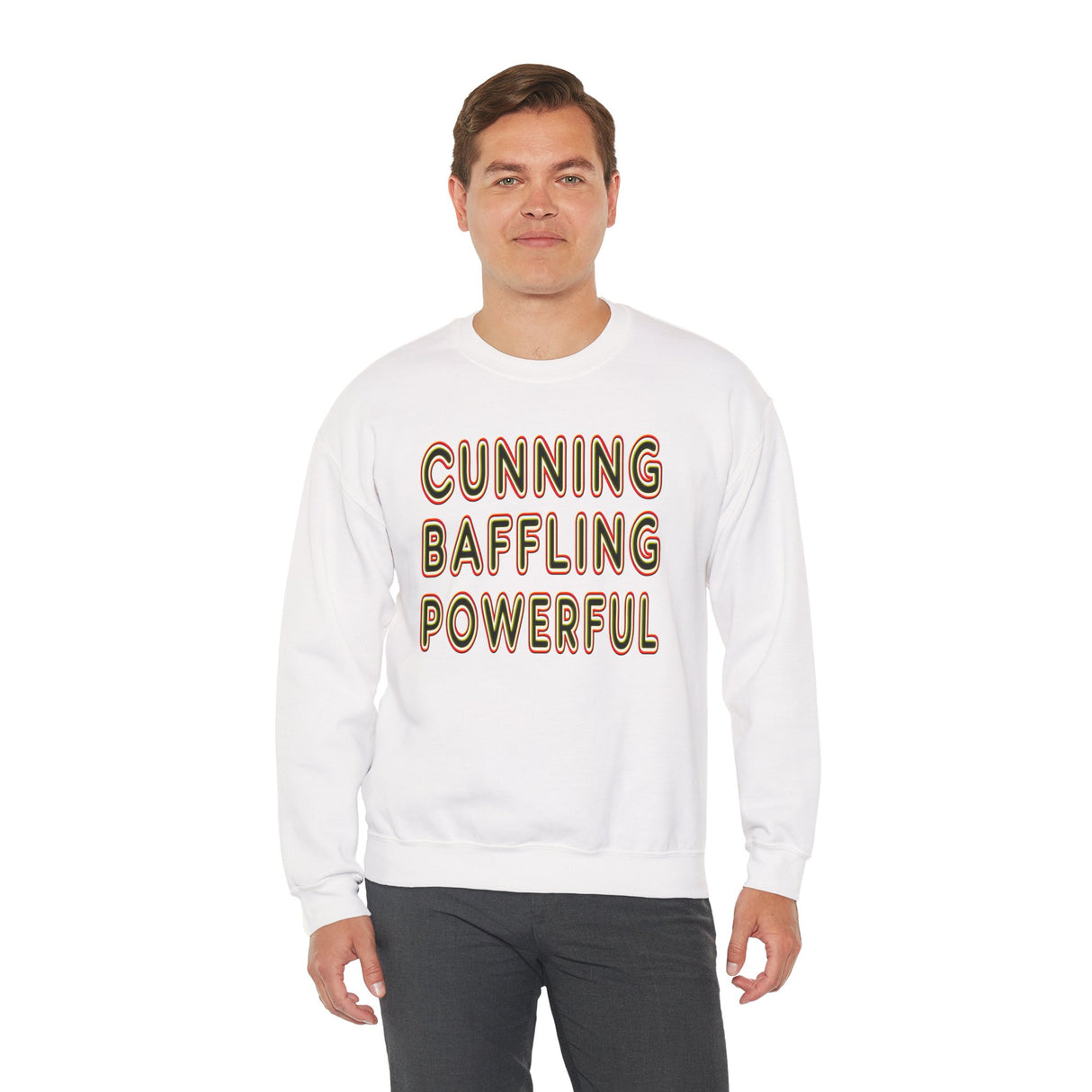 Cunning Baffling Powerful dtg Crewneck Sweatshirt