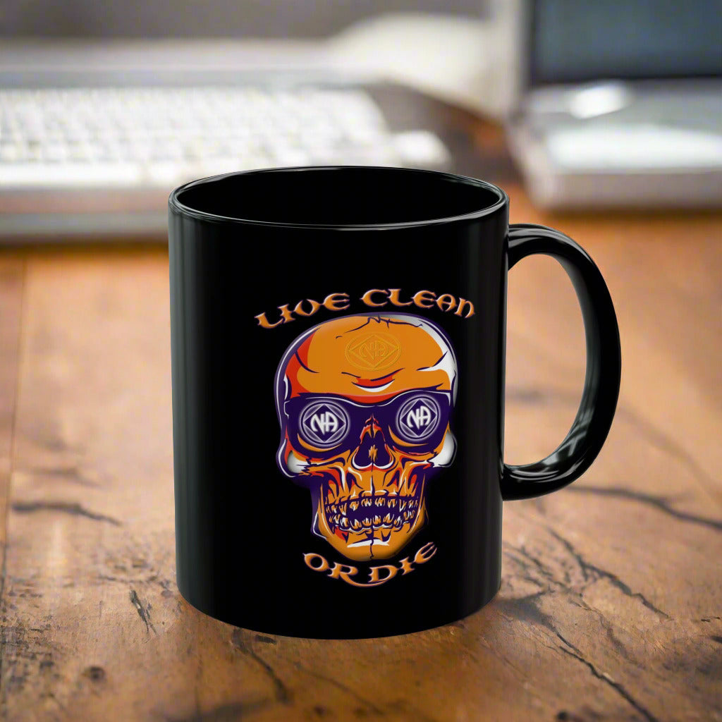 Live Clean Or Die Skull 11/15oz Black Mug