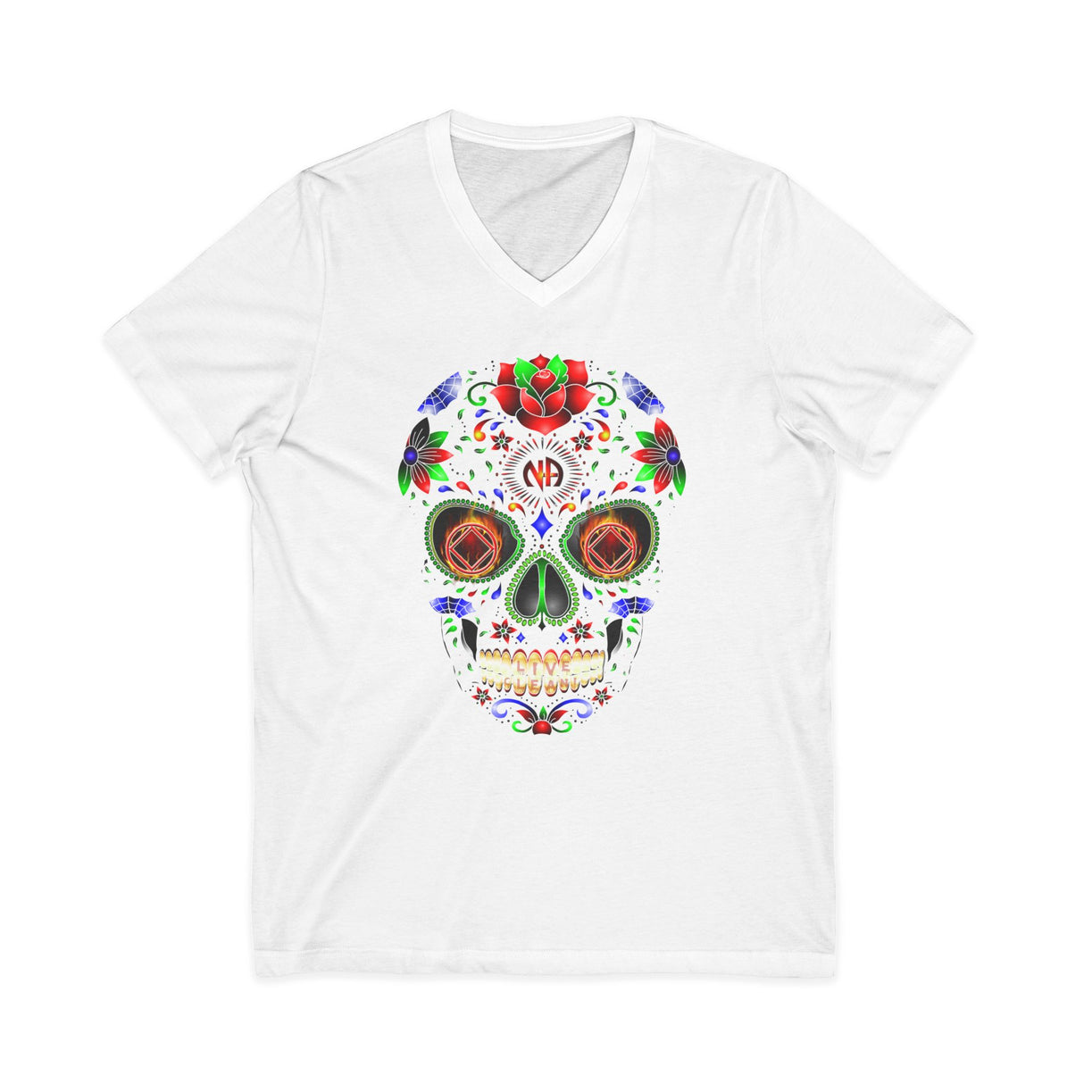 Sugar Skull Inverted dtg V-Neck Tee