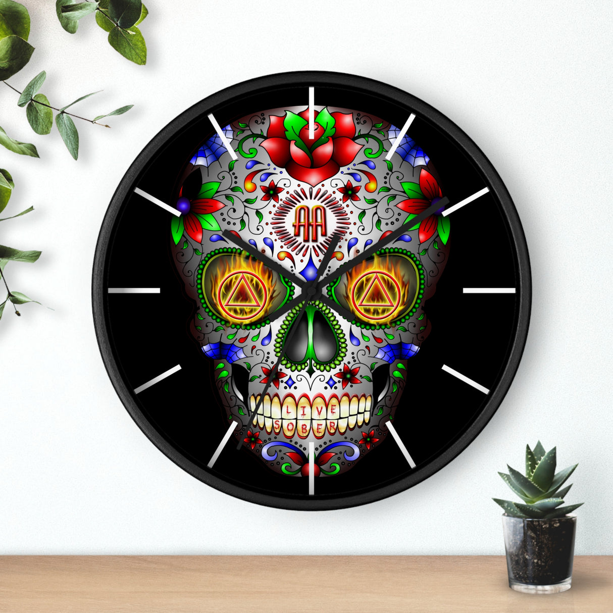 AA Sugar Skull Wall Clock