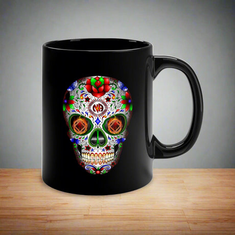 Sugar Skull 11oz Black Mug