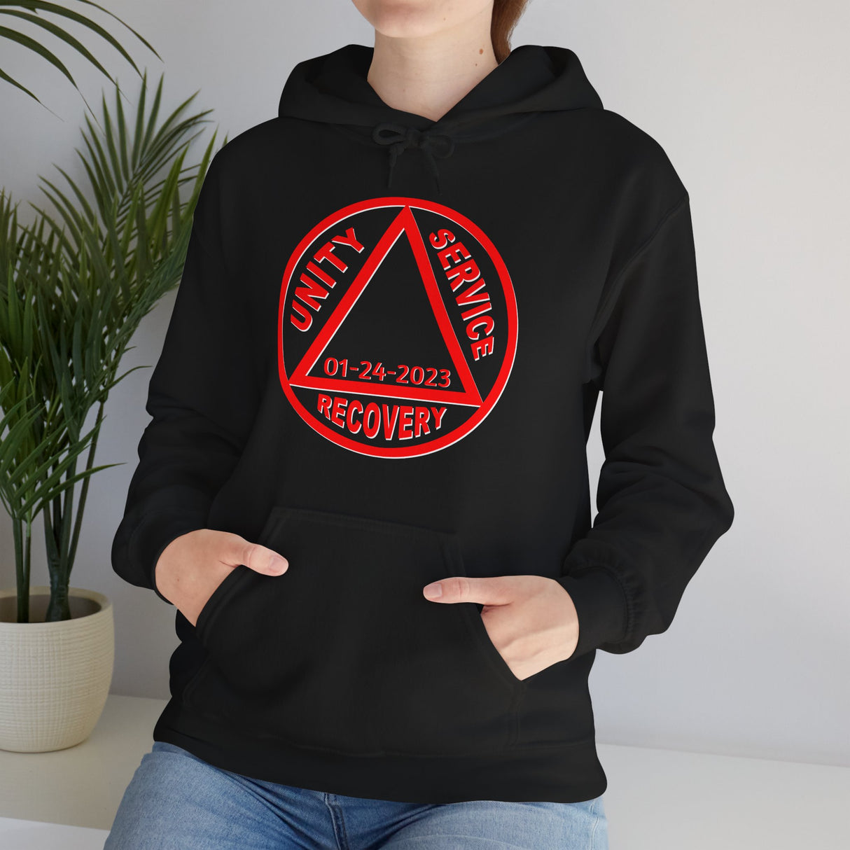 Custom AA Symbol Sober Date dtg Hoodie
