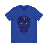 Sugar Skull Blue Life V,2 dtg V-Neck Tee