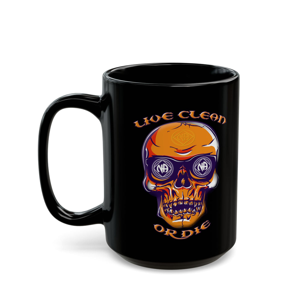 Live Clean Or Die Skull 11/15oz Black Mug