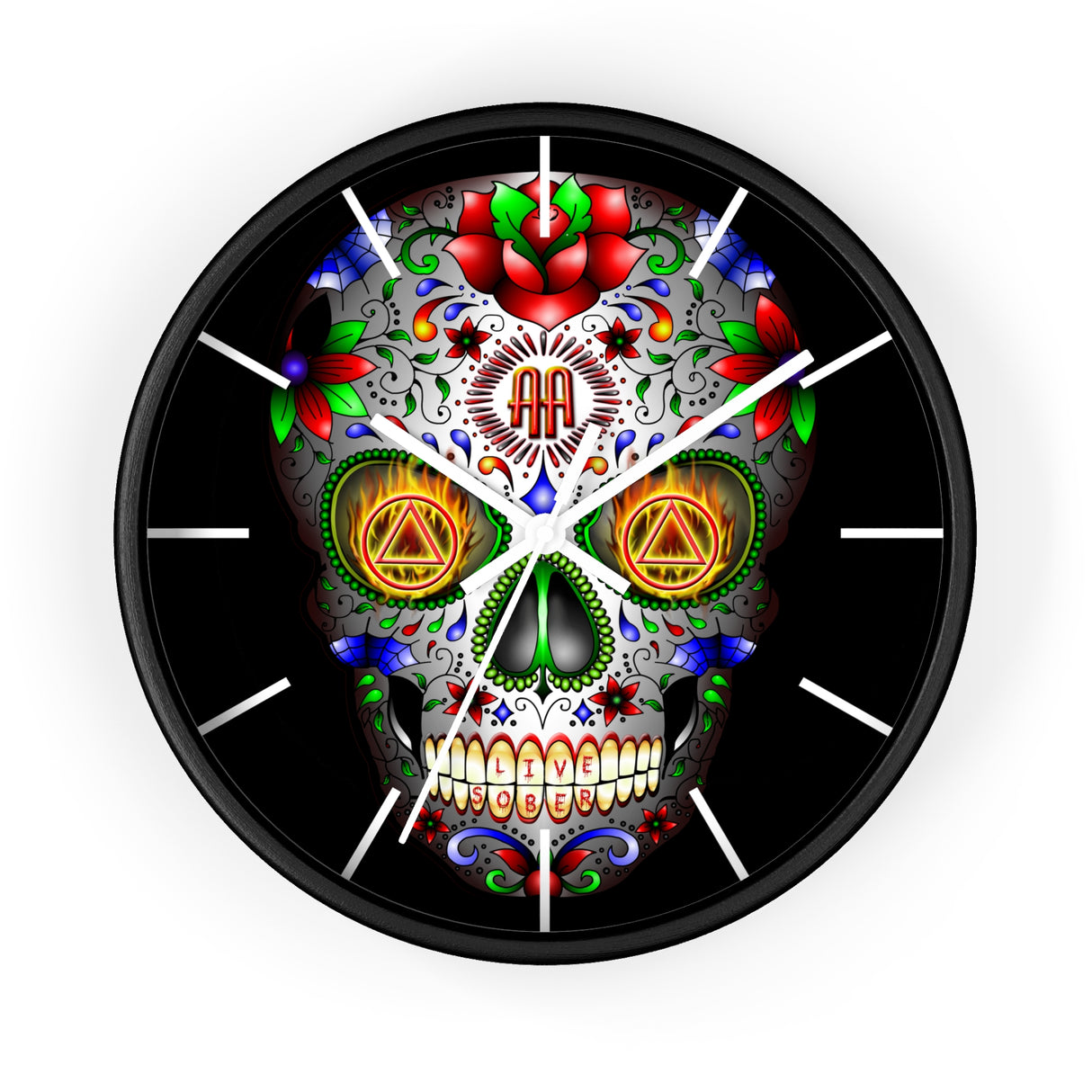 AA Sugar Skull Wall Clock