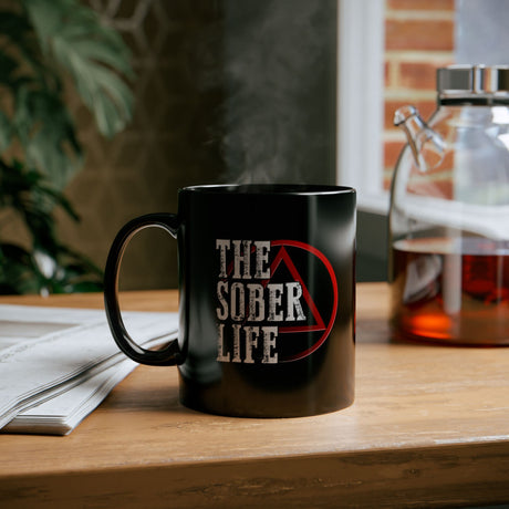 AA The Sober LIfe 11oz Black Mug