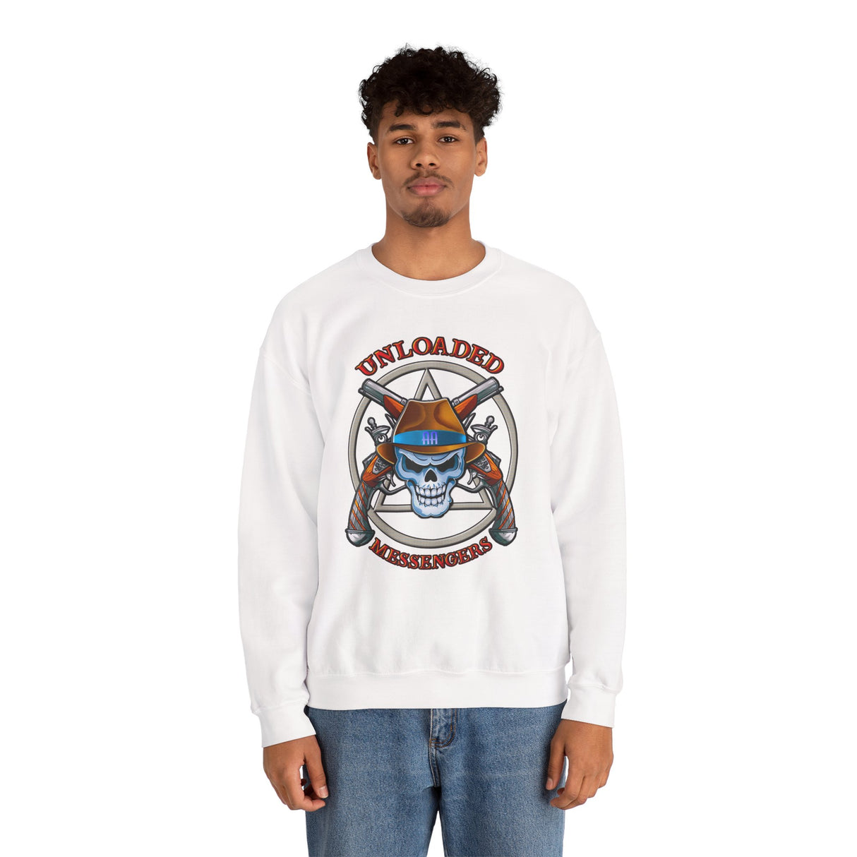 AA Unloaded Messenger dtg Crewneck Sweatshirt