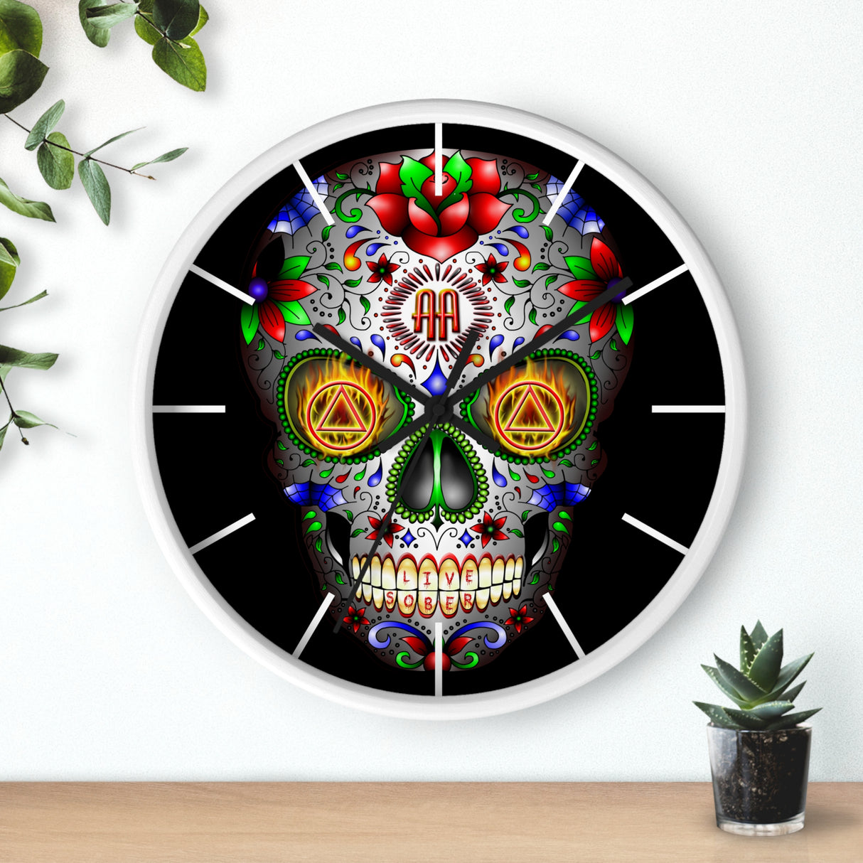 AA Sugar Skull Wall Clock