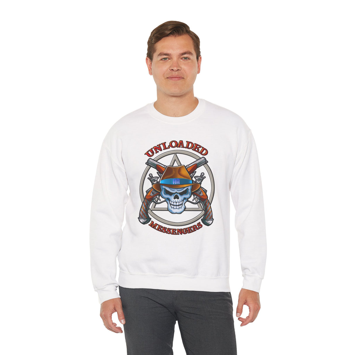 AA Unloaded Messenger dtg Crewneck Sweatshirt