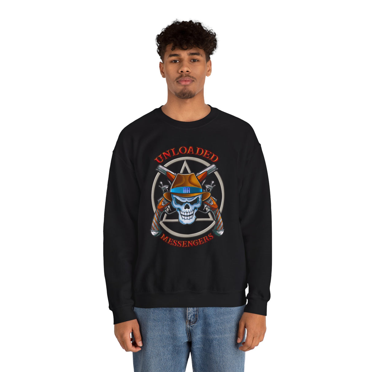 AA Unloaded Messenger dtg Crewneck Sweatshirt