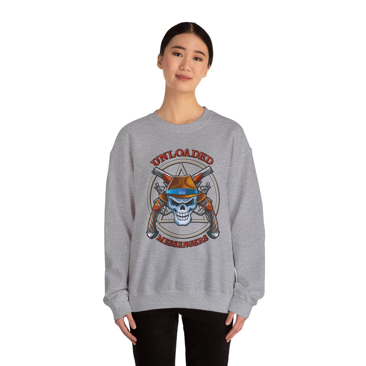 AA Unloaded Messenger dtg Crewneck Sweatshirt