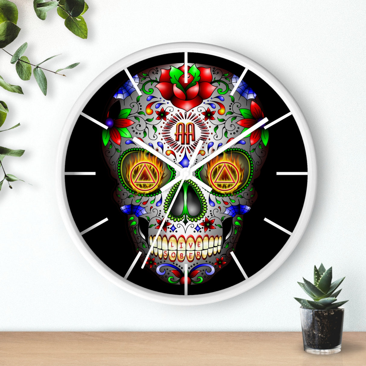 AA Sugar Skull Wall Clock