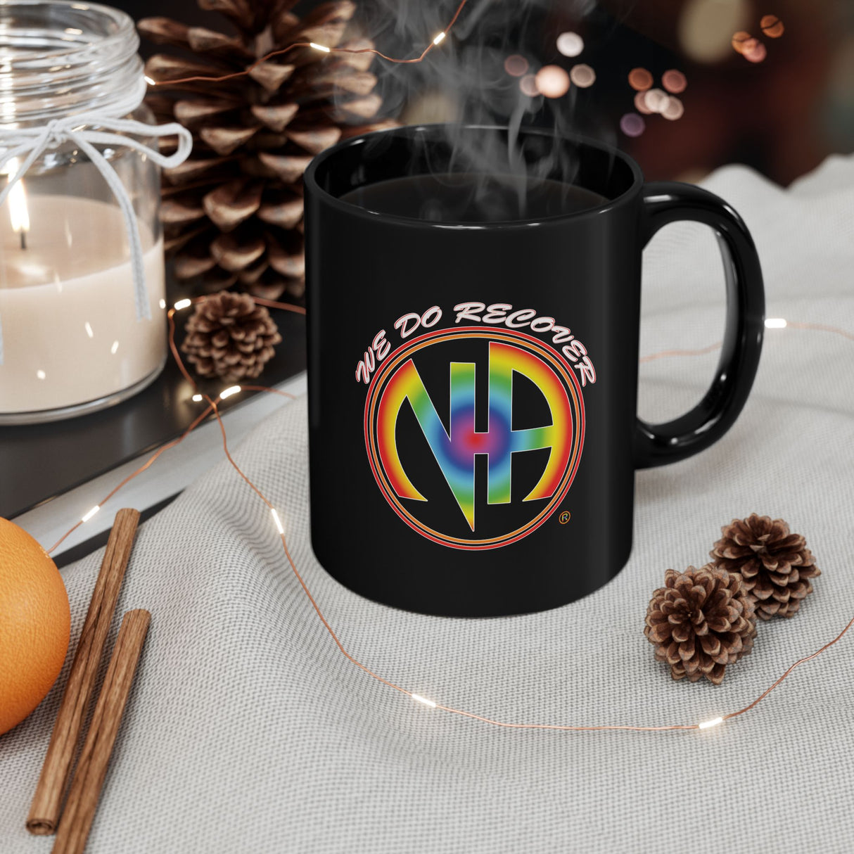 We Do Recover Rainbow 11/15oz Black Mug