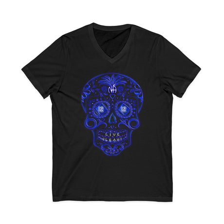 Sugar Skull Blue Life V,2 dtg V-Neck Tee